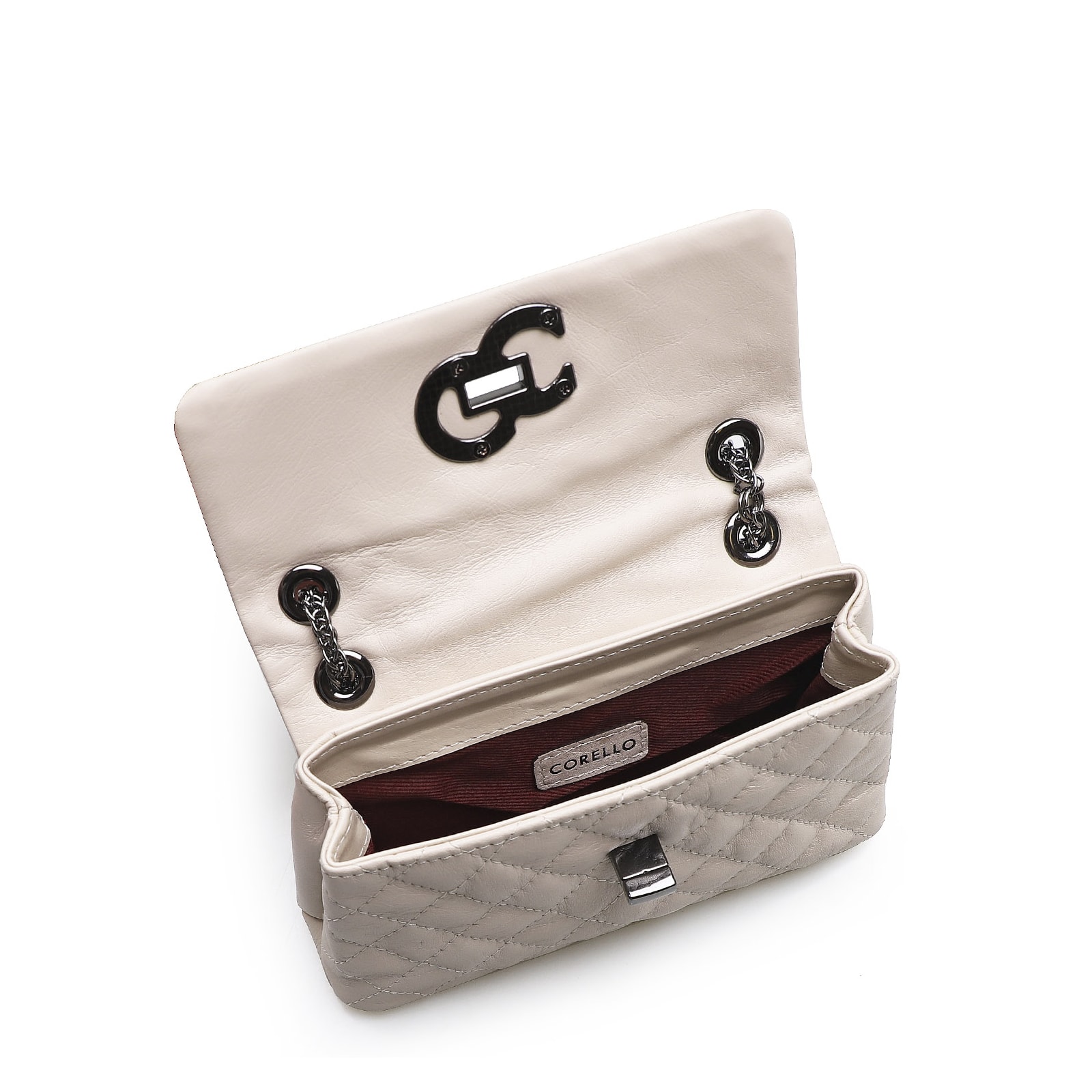 Bolsa Mini Matelassê Couro Off White