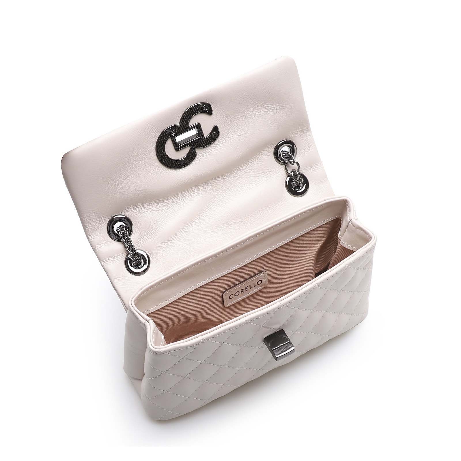 Bolsa Mini Matelassê Couro Off White