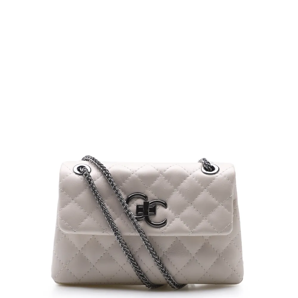 Bolsa Mini Matelassê Couro Off White