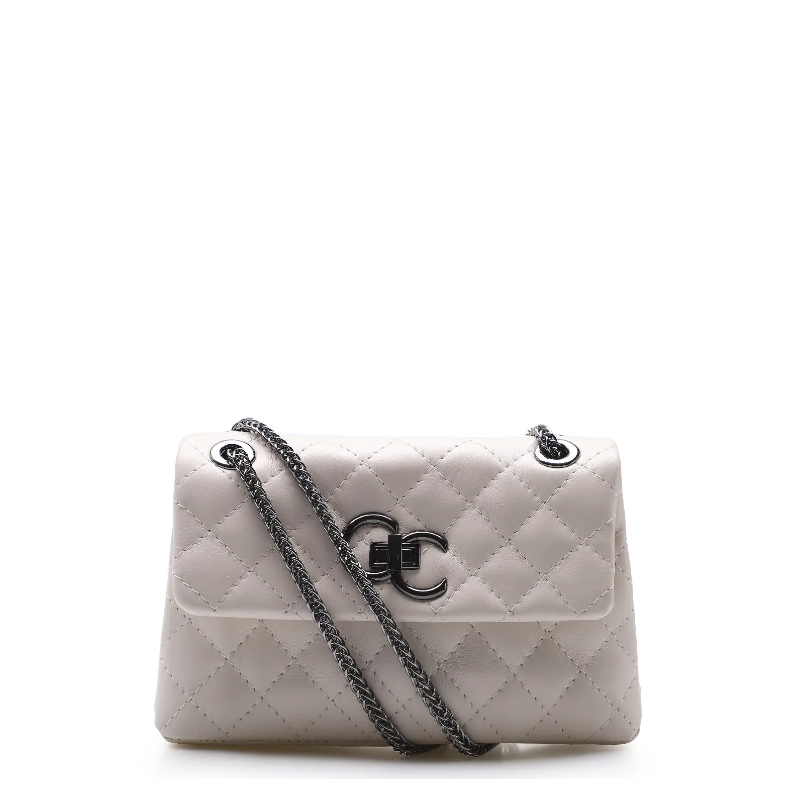 Bolsa Mini Matelassê Couro Off White