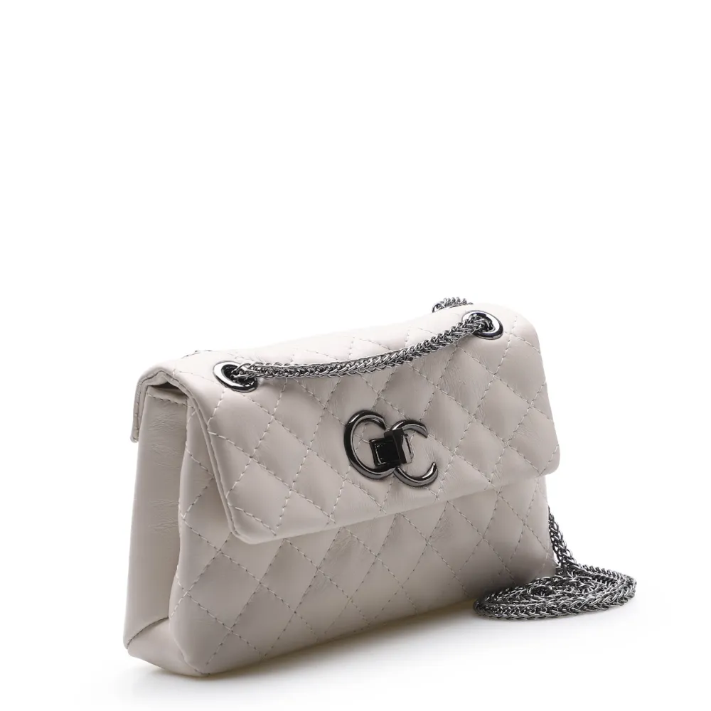 Bolsa Mini Matelassê Couro Off White - imagem 3