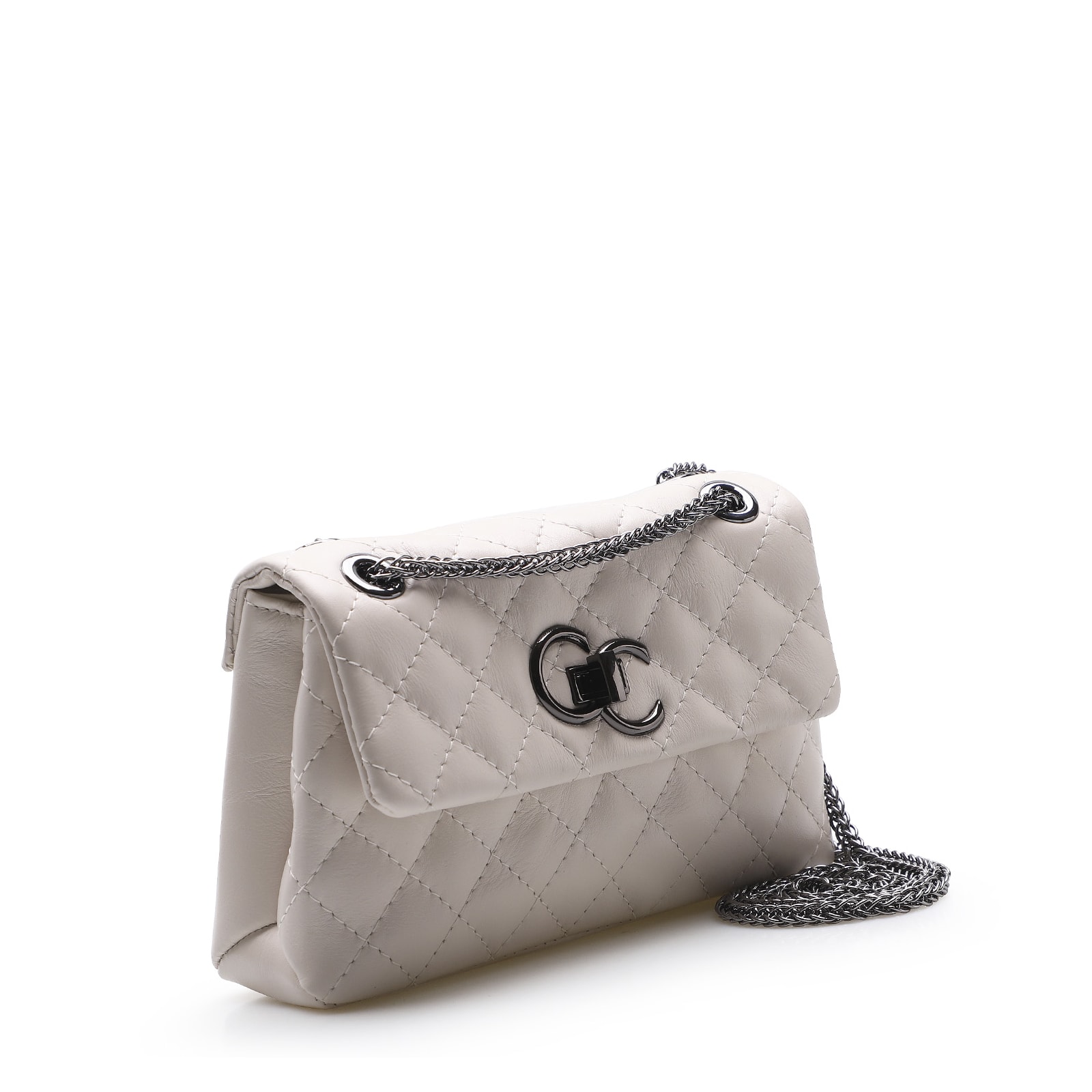 Bolsa Mini Matelassê Couro Off White