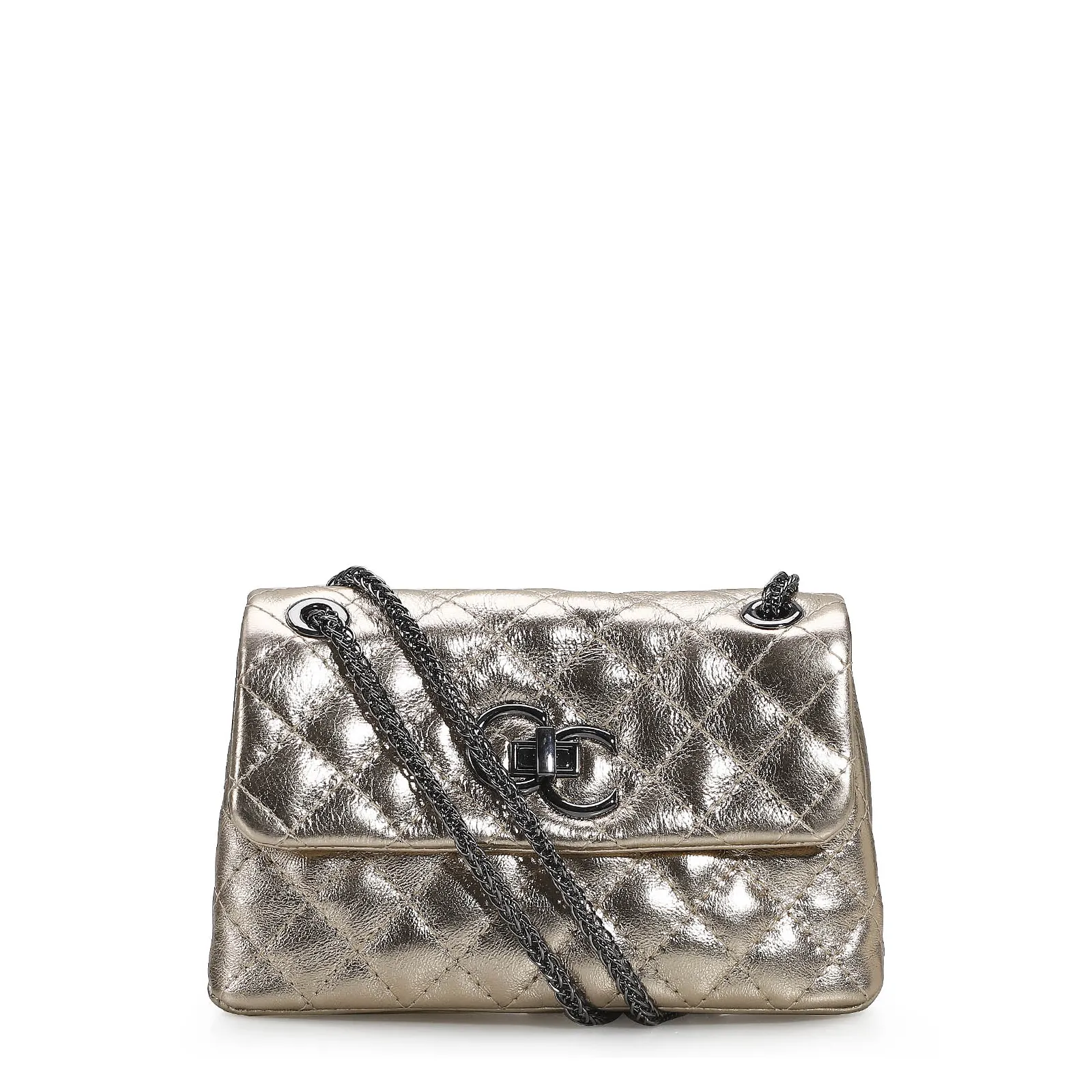 Bolsa Mini Matelassê Couro Ouro
