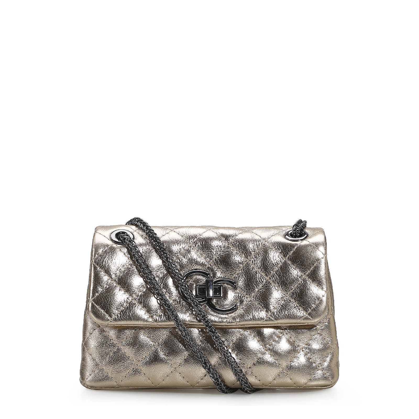 Bolsa Mini Matelassê Couro Ouro