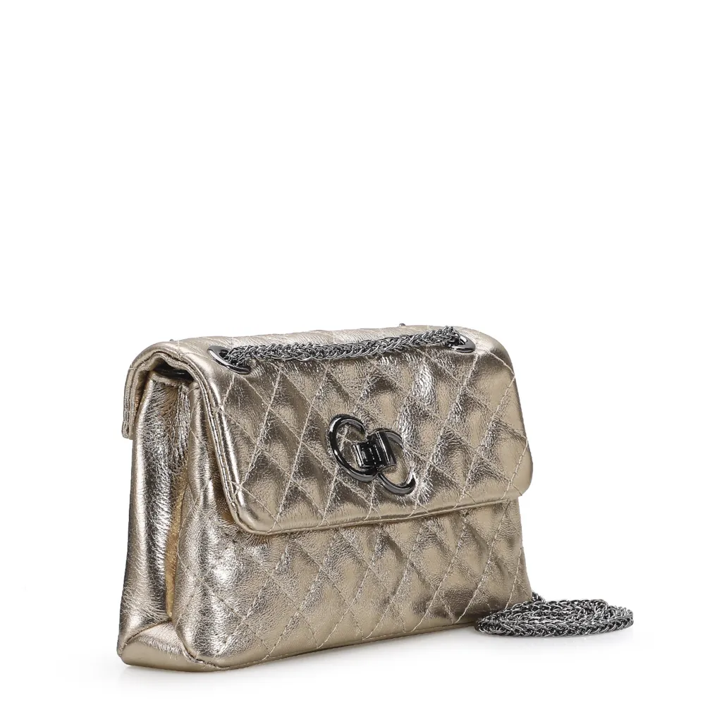 Bolsa Mini Matelassê Couro Ouro - imagem 2