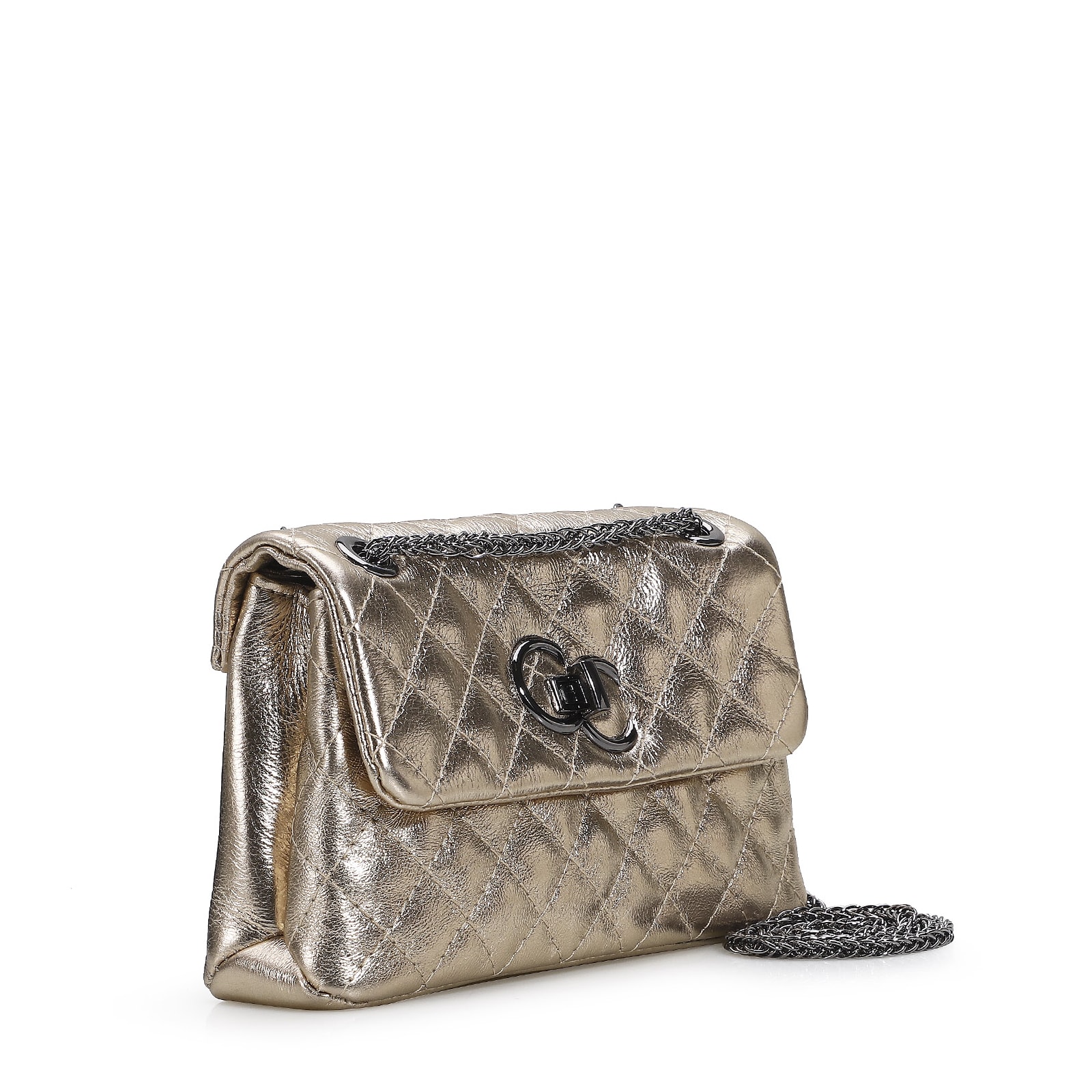 Bolsa Mini Matelassê Couro Ouro