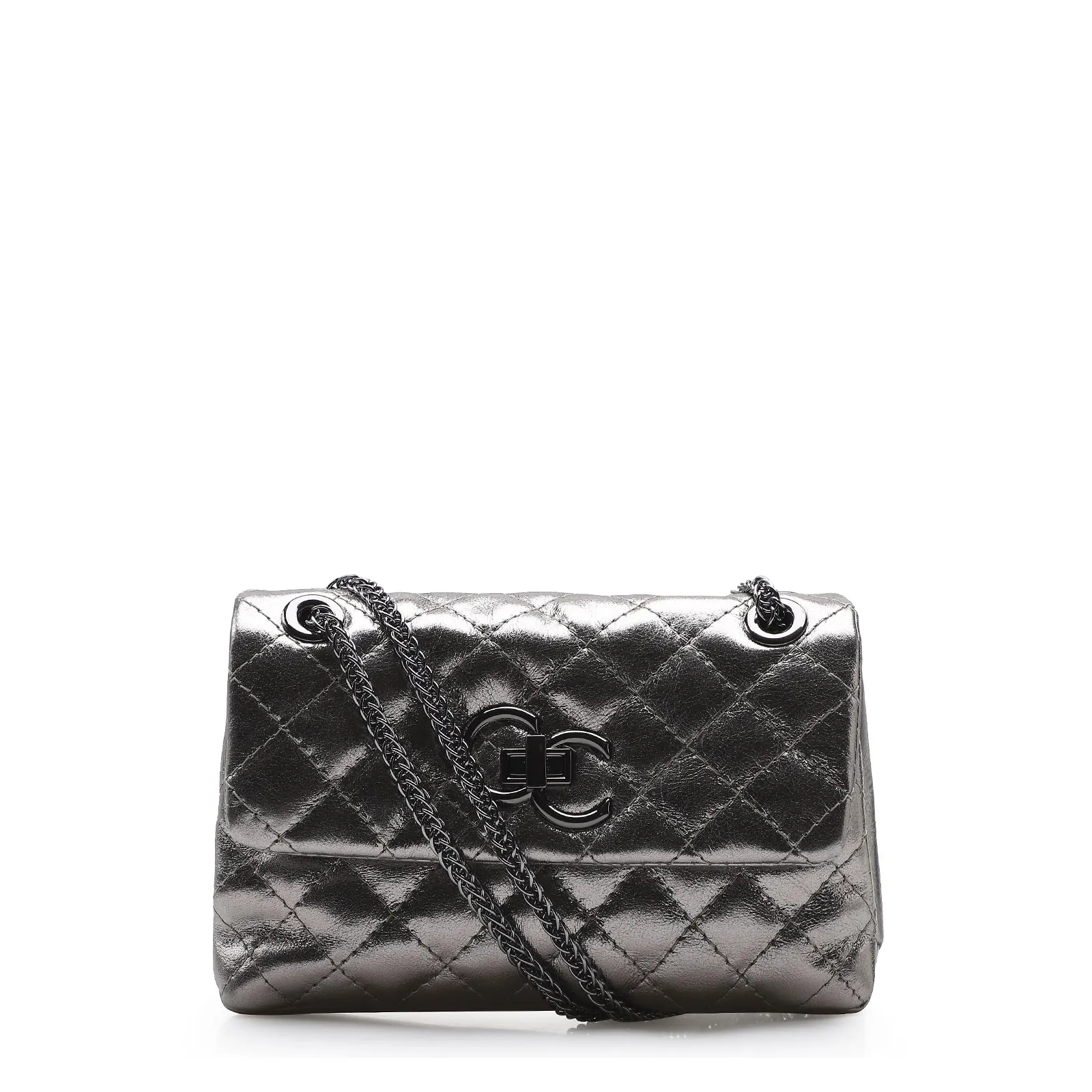 Bolsa Mini Matelassê Couro Prata Velho