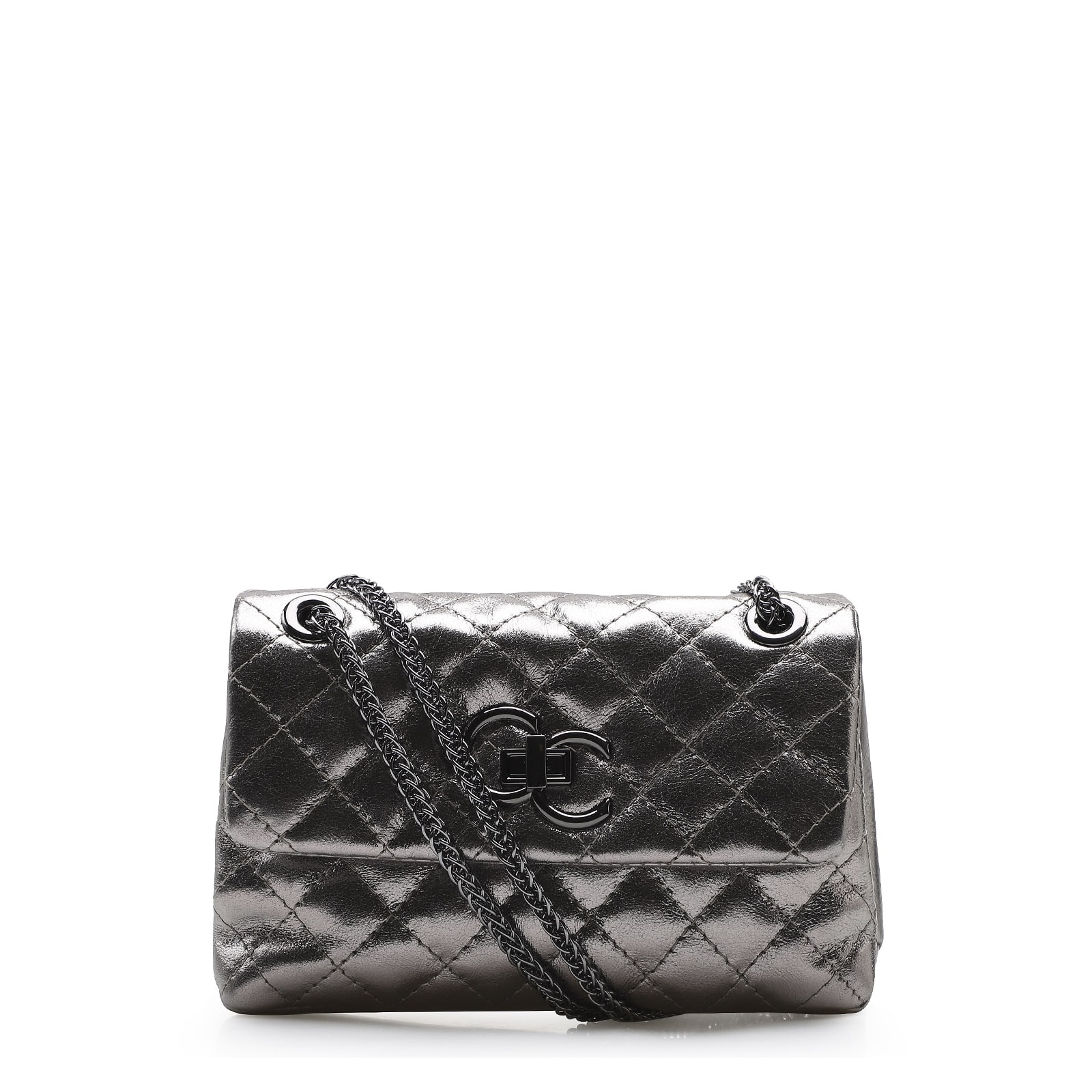 Bolsa Mini Matelassê Couro Prata Velho