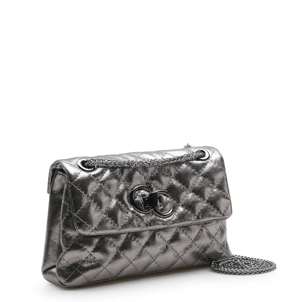Bolsa Mini Matelassê Couro Prata Velho - imagem 2
