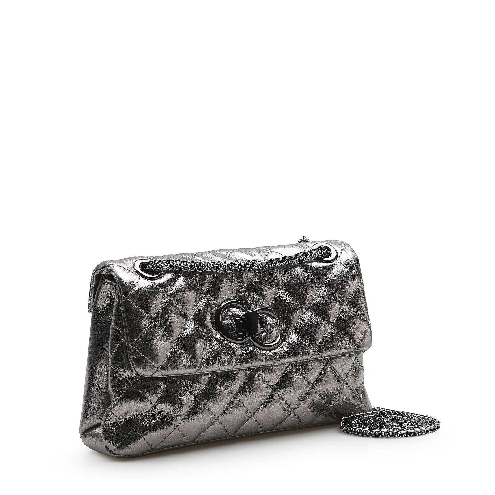 Bolsa Mini Matelassê Couro Prata Velho