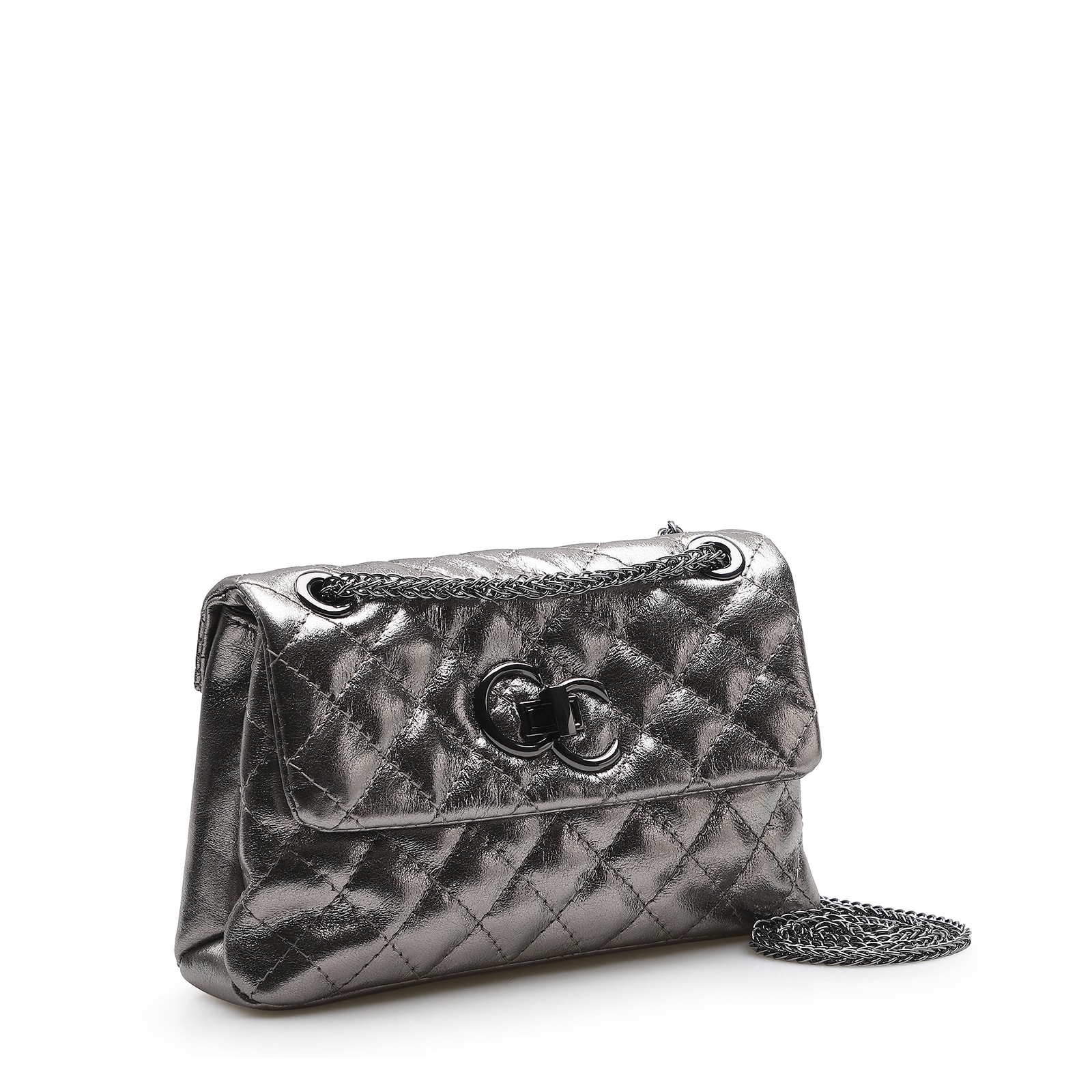 Bolsa Mini Matelassê Couro Prata Velho