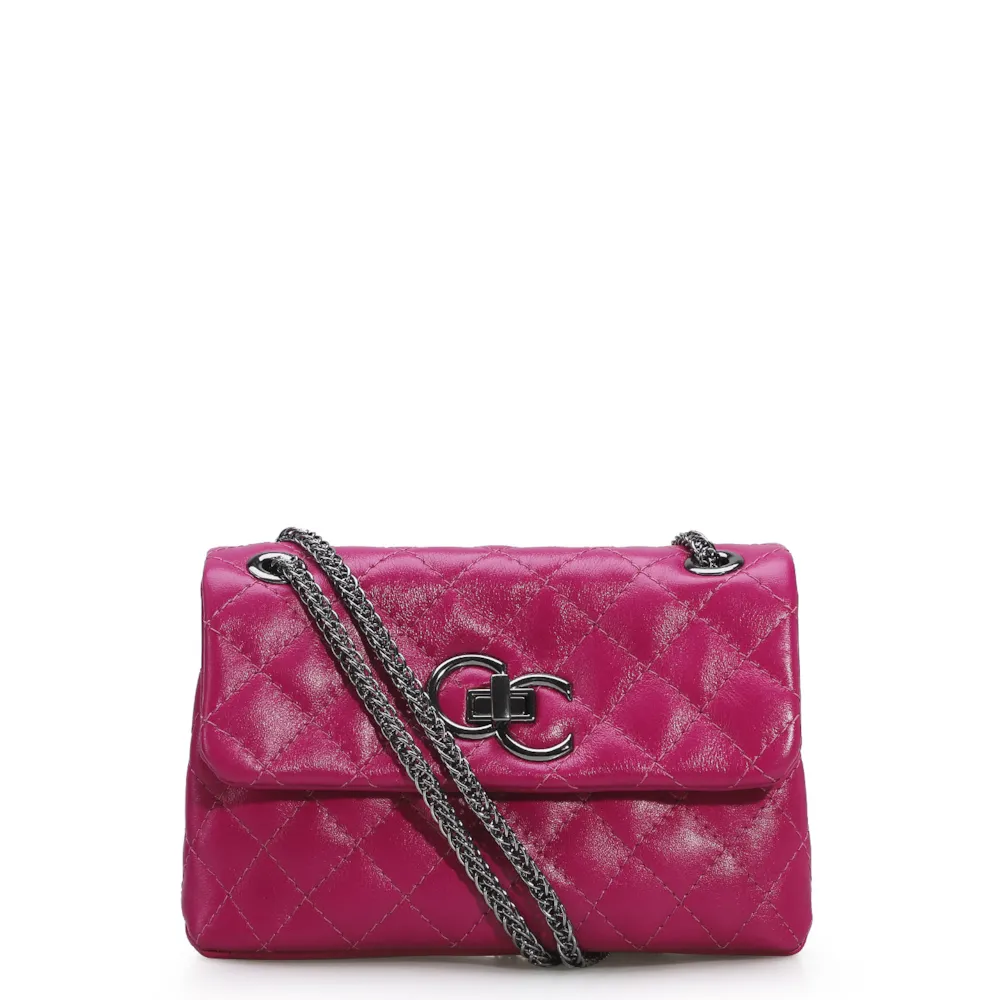 Bolsa Mini Matelassê Couro Rosa