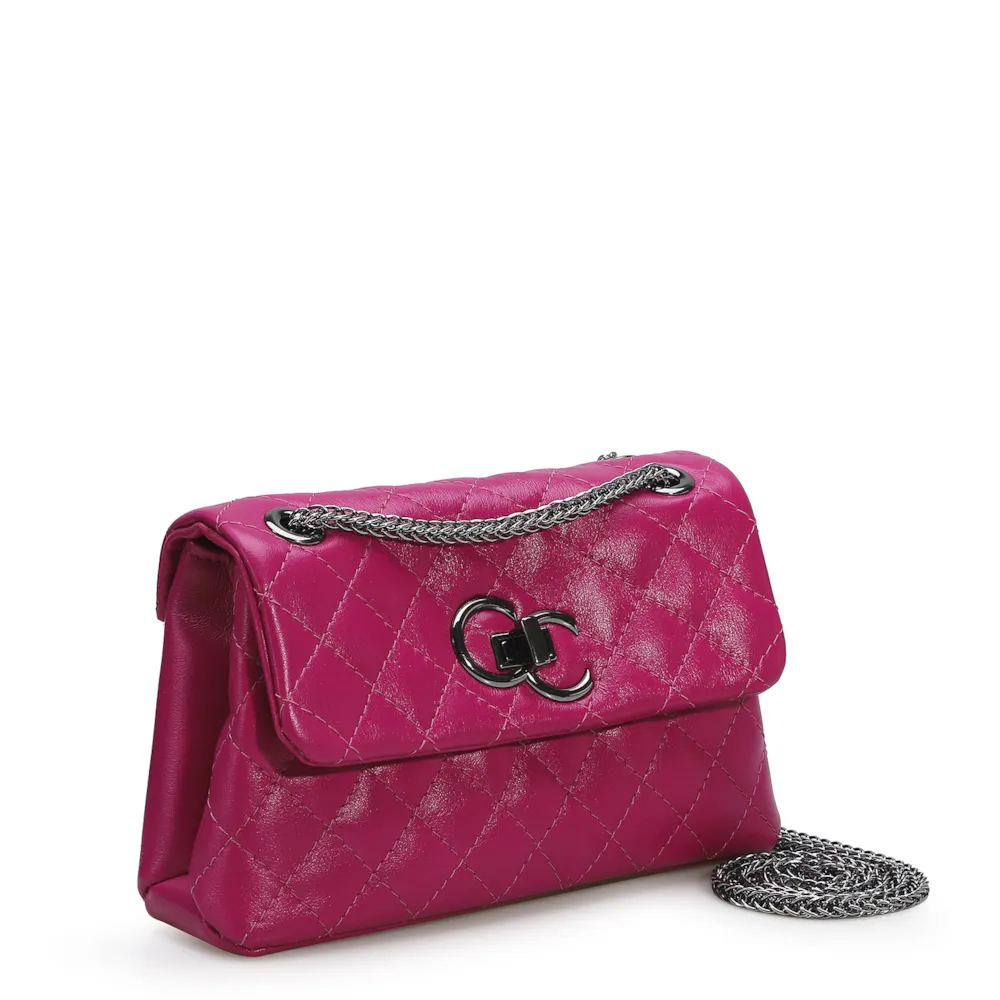 Bolsa Mini Matelassê Couro Rosa - imagem 2