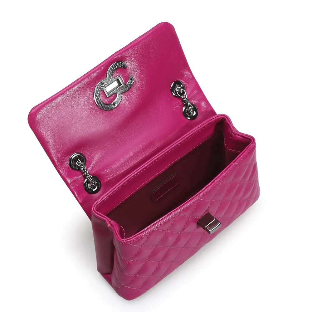 Bolsa Mini Matelassê Couro Rosa - imagem 4