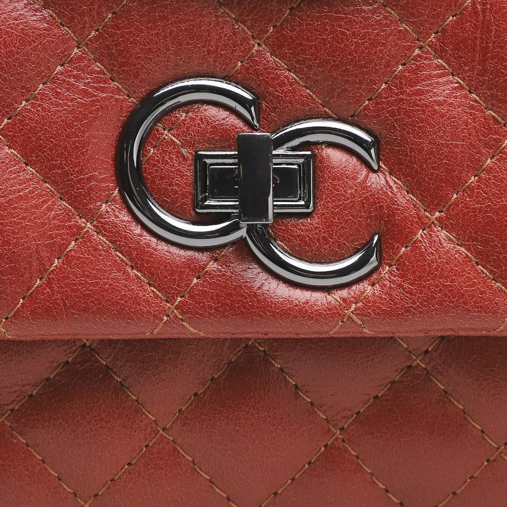 Bolsa Mini Matelassê Couro Terracota - imagem 5