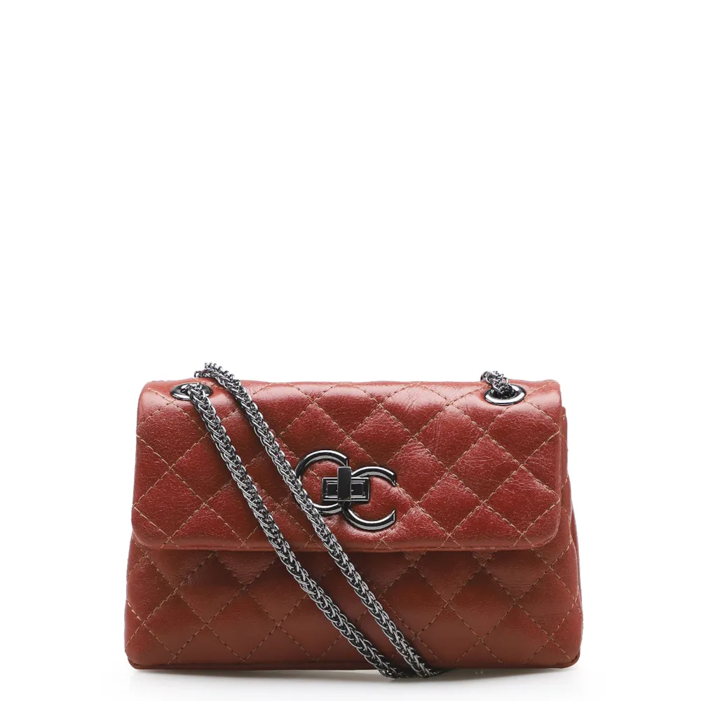Bolsa Mini Matelassê Couro Terracota