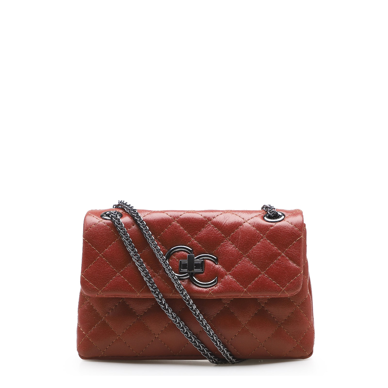 Bolsa Mini Matelassê Couro Terracota