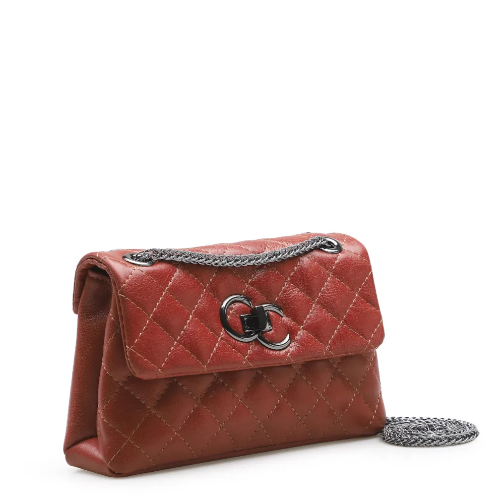 Bolsa Mini Matelassê Couro Terracota - imagem 2