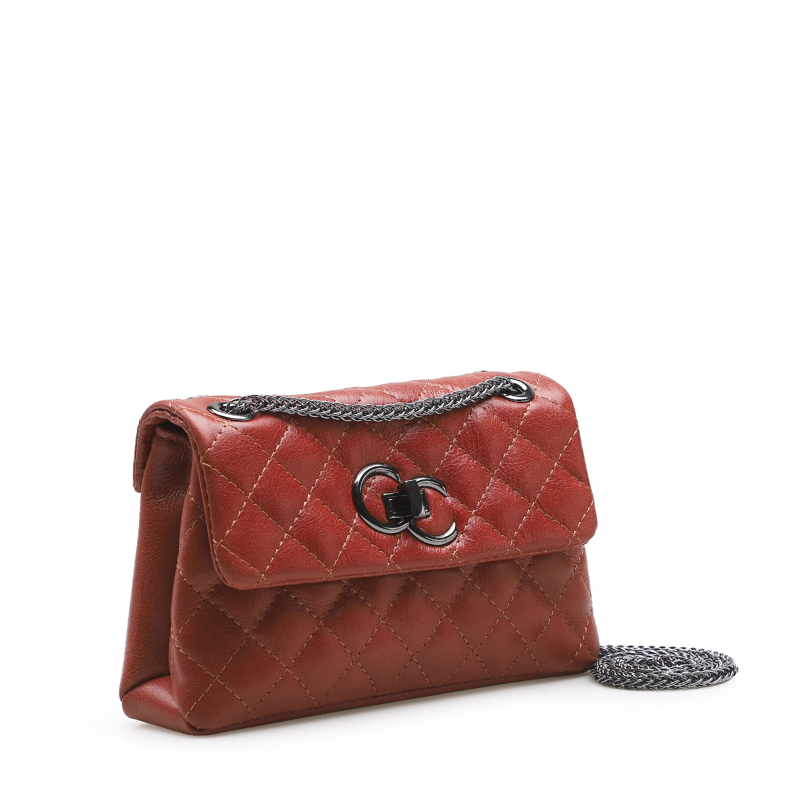 Bolsa Mini Matelassê Couro Terracota