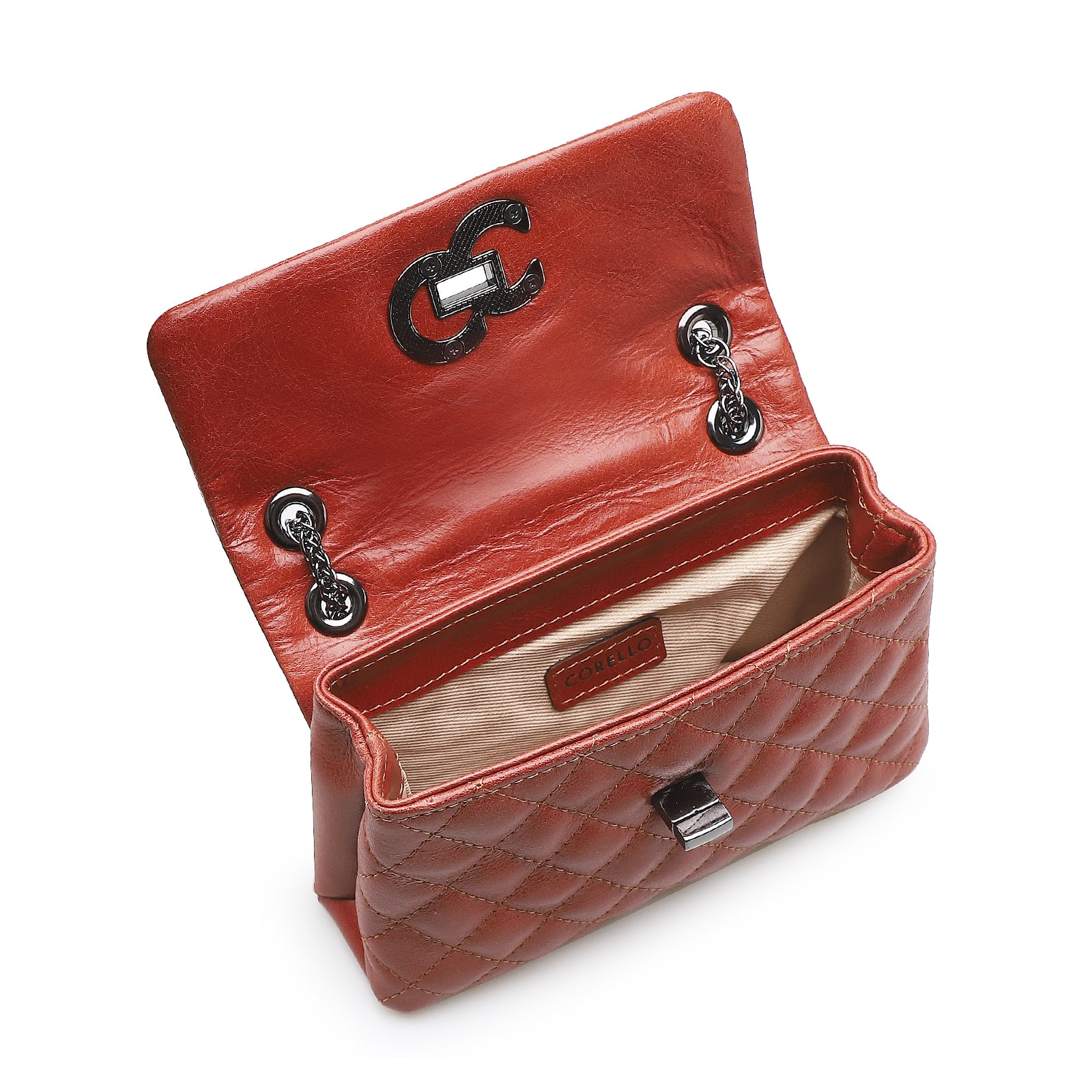 Bolsa Mini Matelassê Couro Terracota