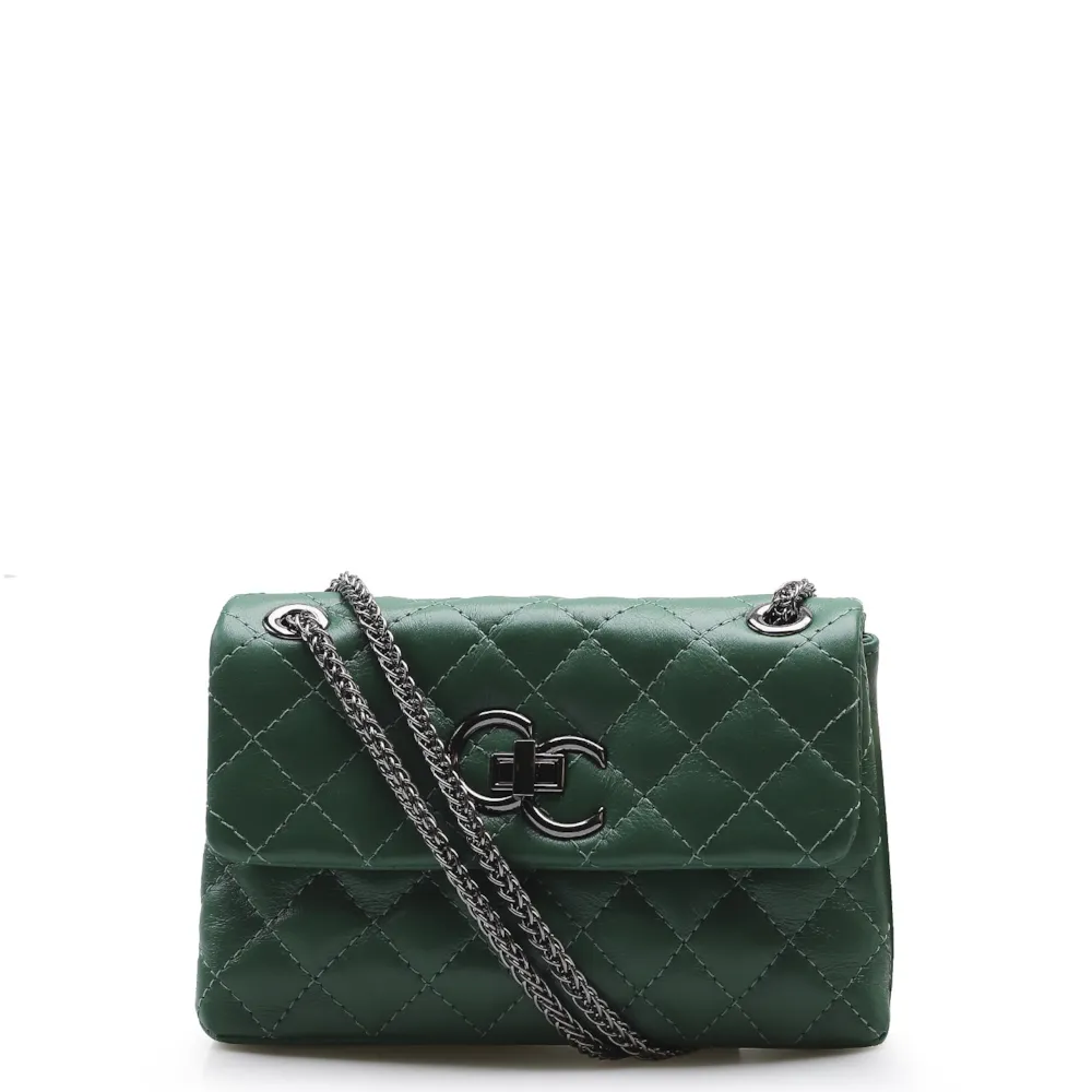Bolsa Mini Matelassê Couro Verde Floresta