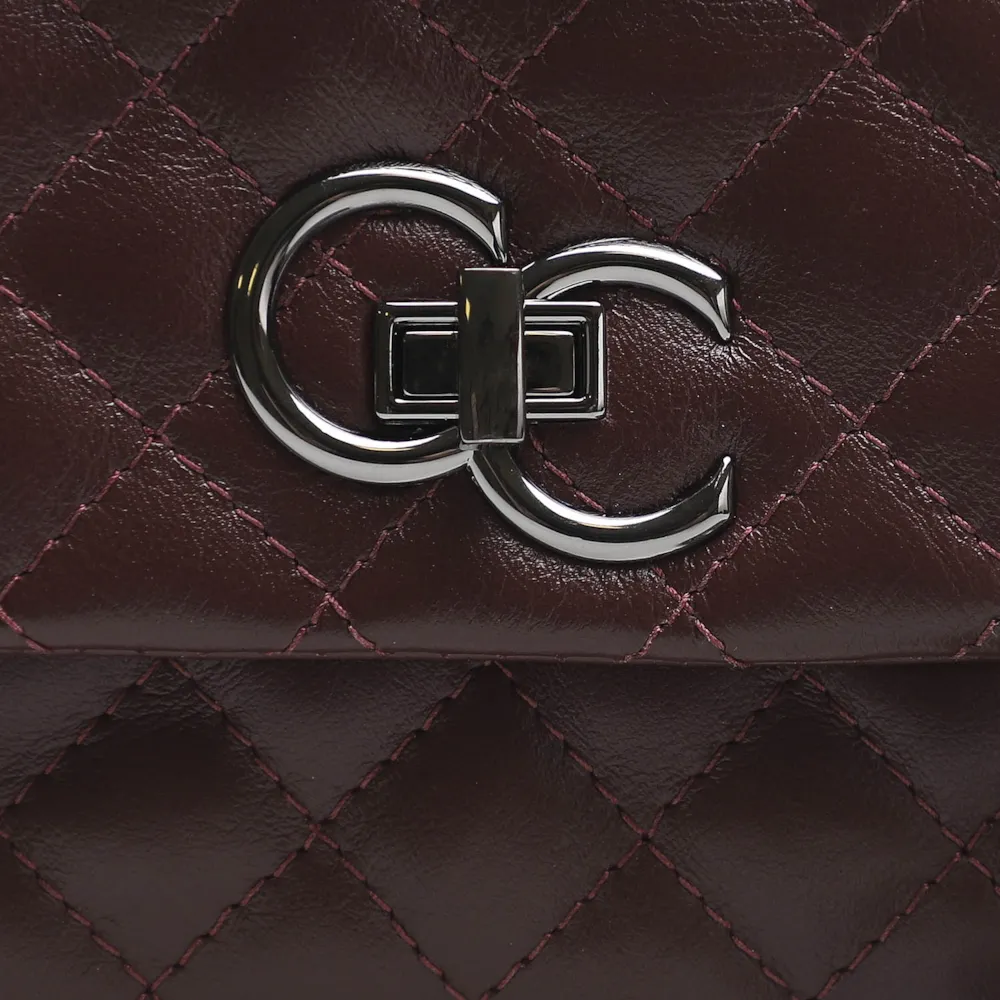 Bolsa Mini Matelassê Couro Vinho - imagem 5