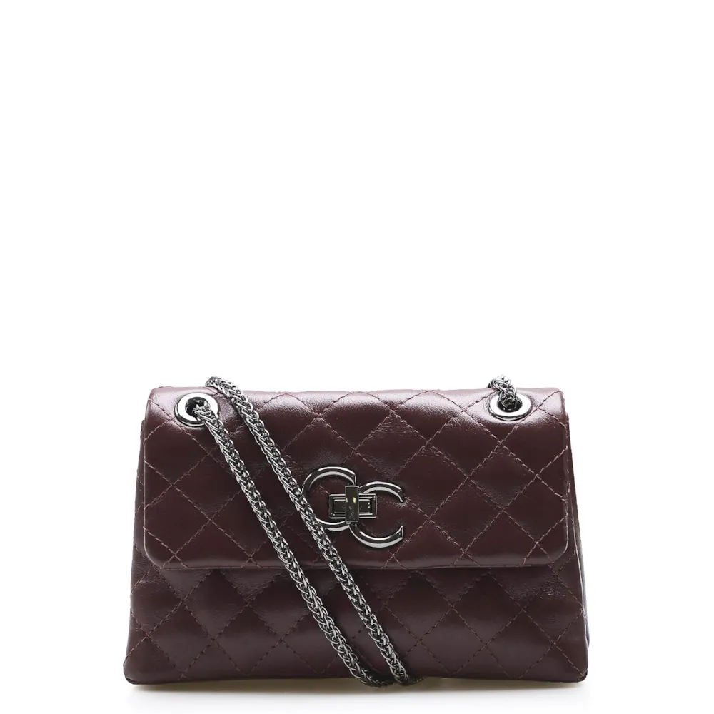 Bolsa Mini Matelassê Couro Vinho