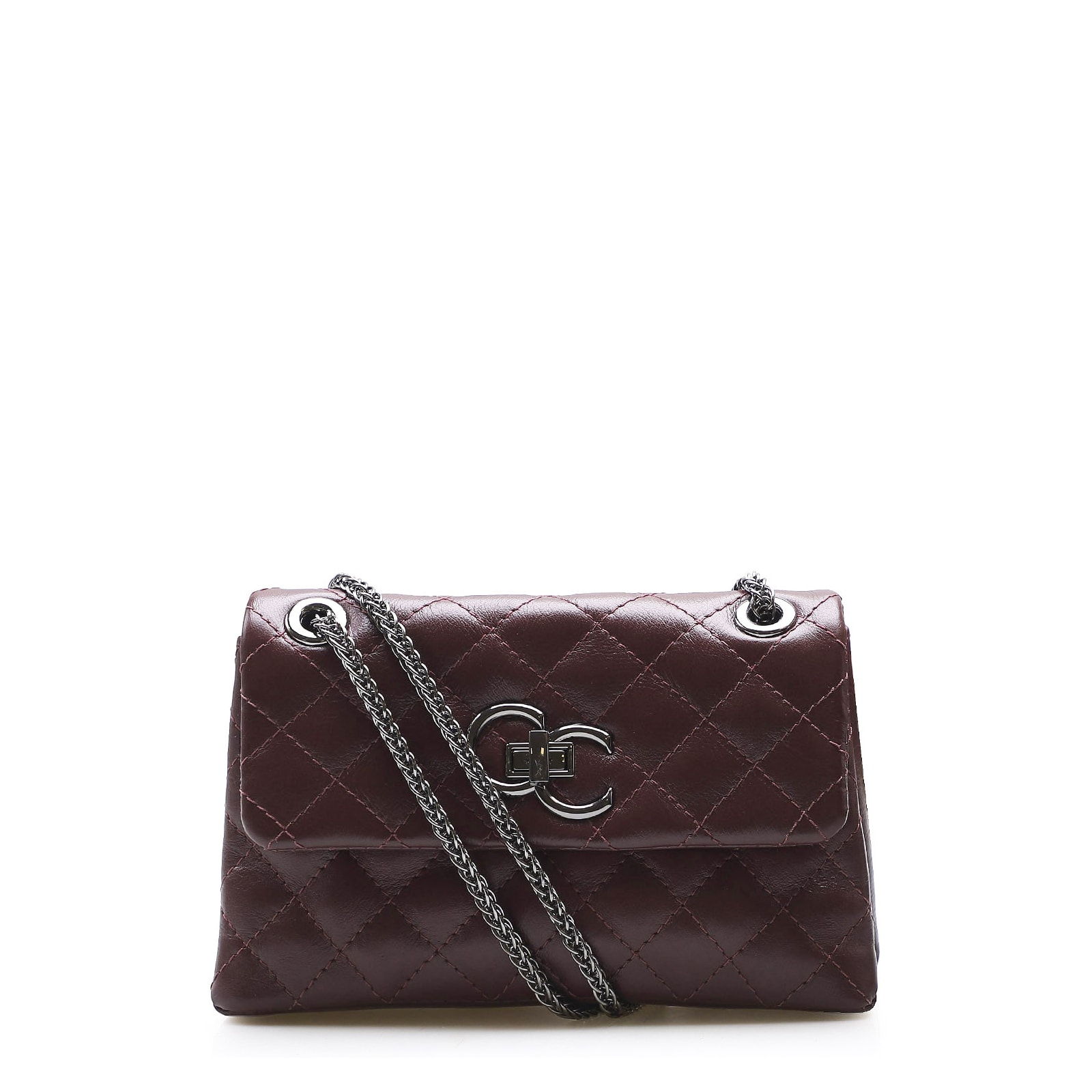 Bolsa Mini Matelassê Couro Vinho
