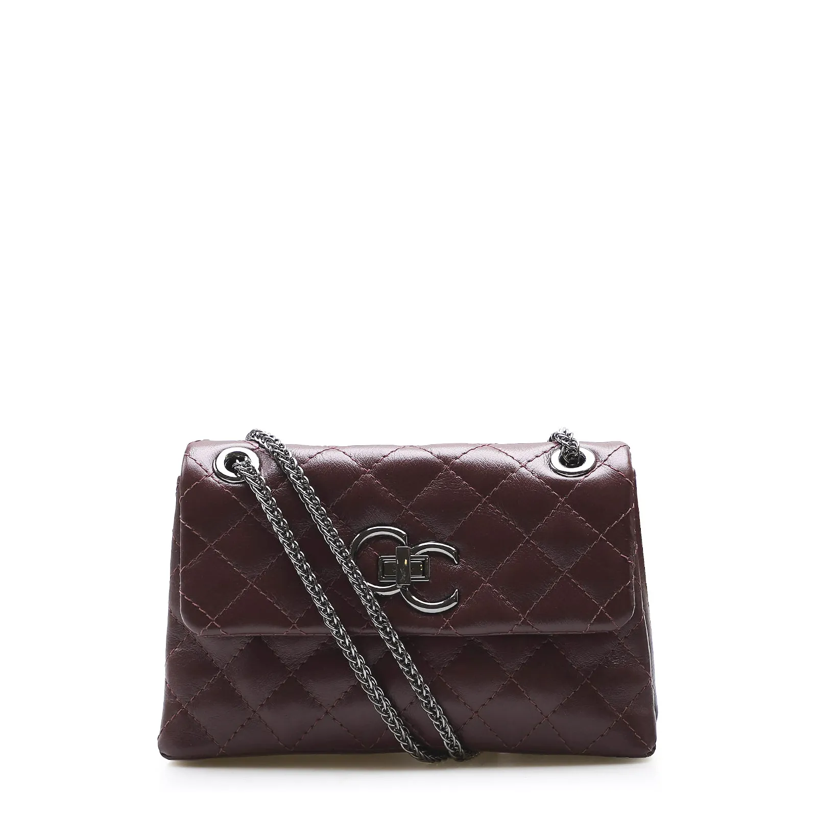 Bolsa Mini Matelassê Couro Vinho