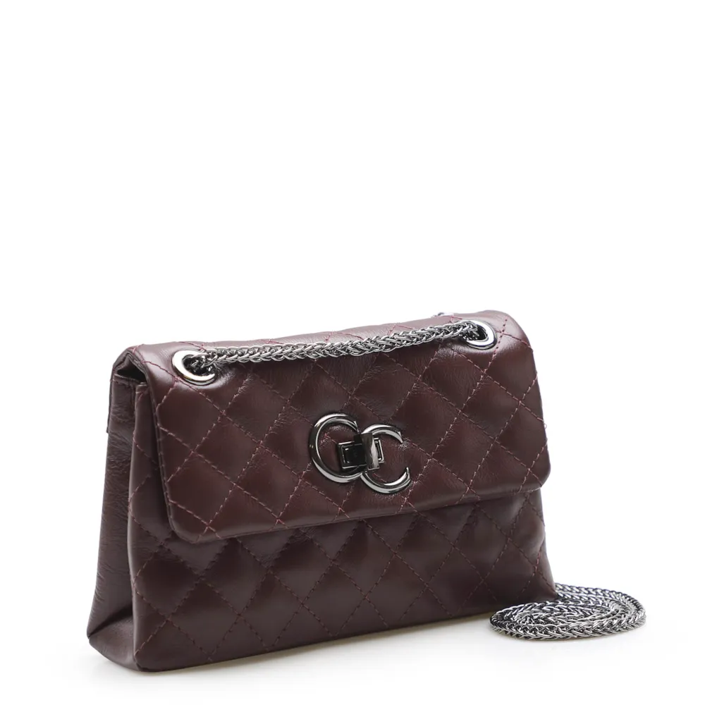 Bolsa Mini Matelassê Couro Vinho - imagem 2