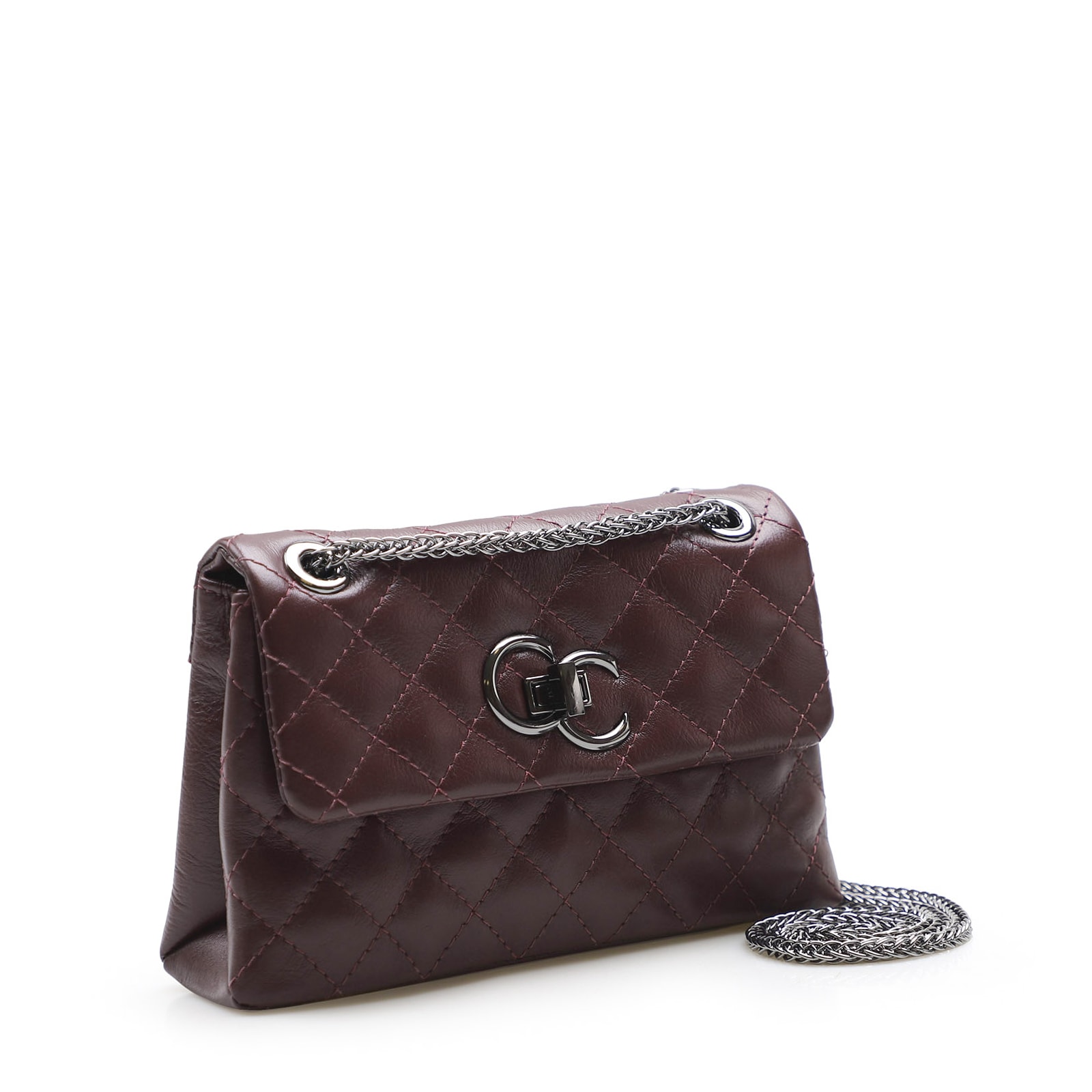 Bolsa Mini Matelassê Couro Vinho