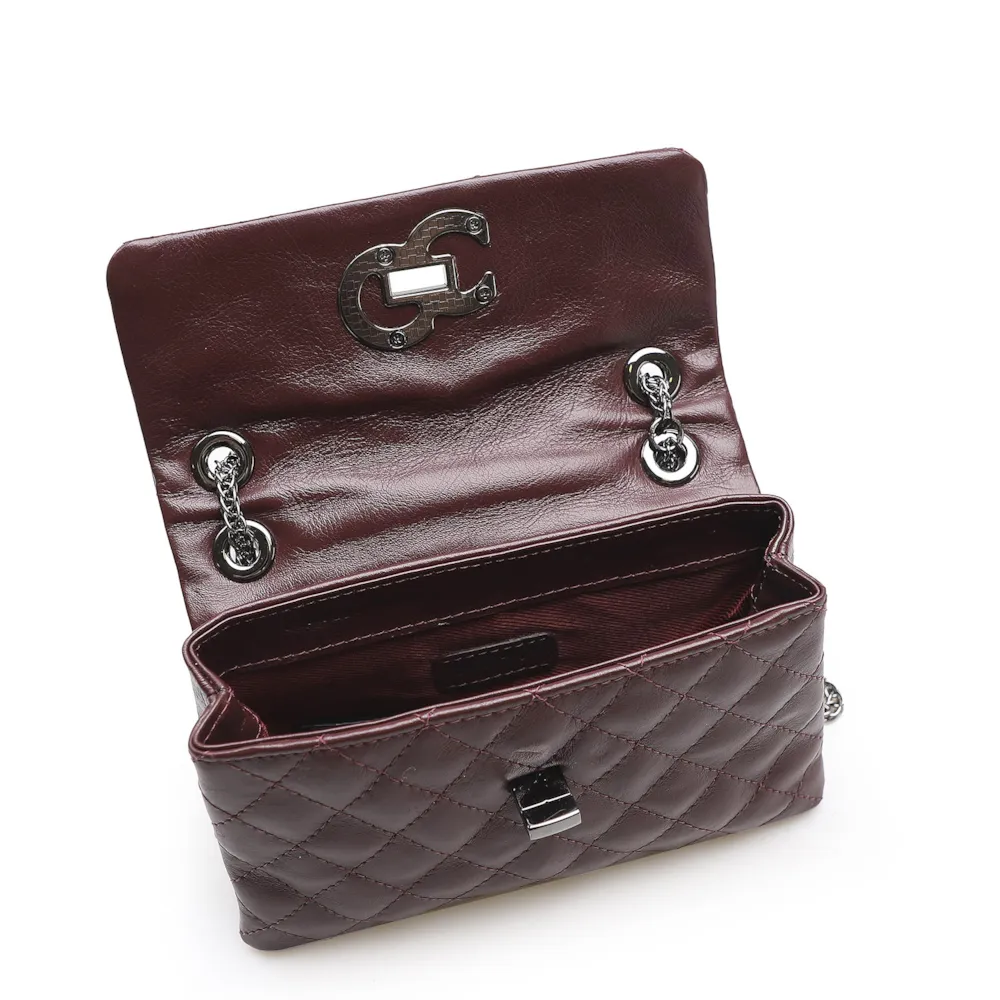 Bolsa Mini Matelassê Couro Vinho - imagem 4