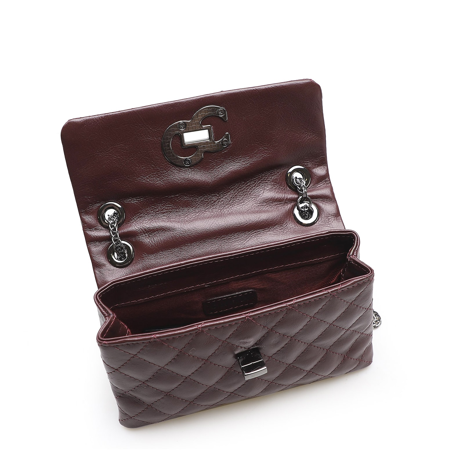 Bolsa Mini Matelassê Couro Vinho
