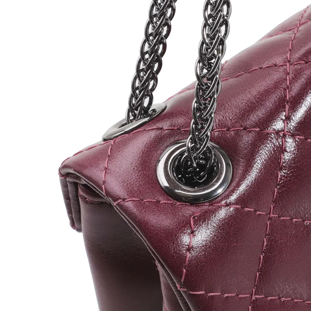 Bolsa Mini Matelassê Couro Vinho - imagem 5