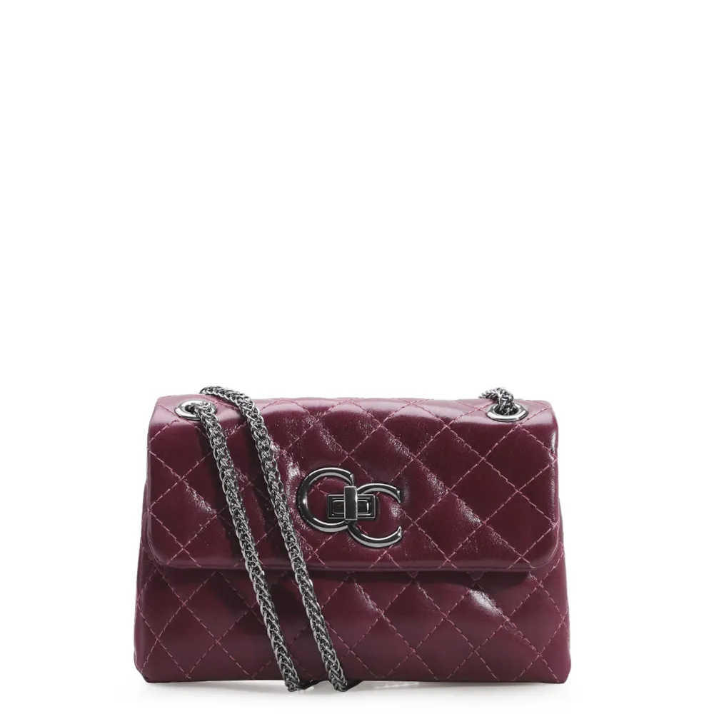 Bolsa Mini Matelassê Couro Vinho