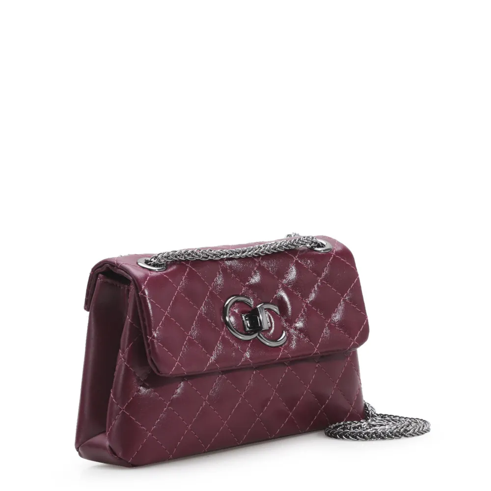 Bolsa Mini Matelassê Couro Vinho - imagem 2