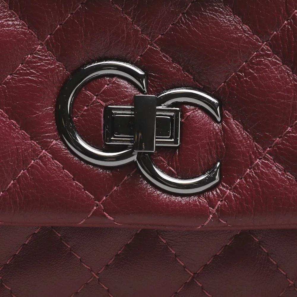 Bolsa Mini Matelassê Couro Vinho - imagem 5