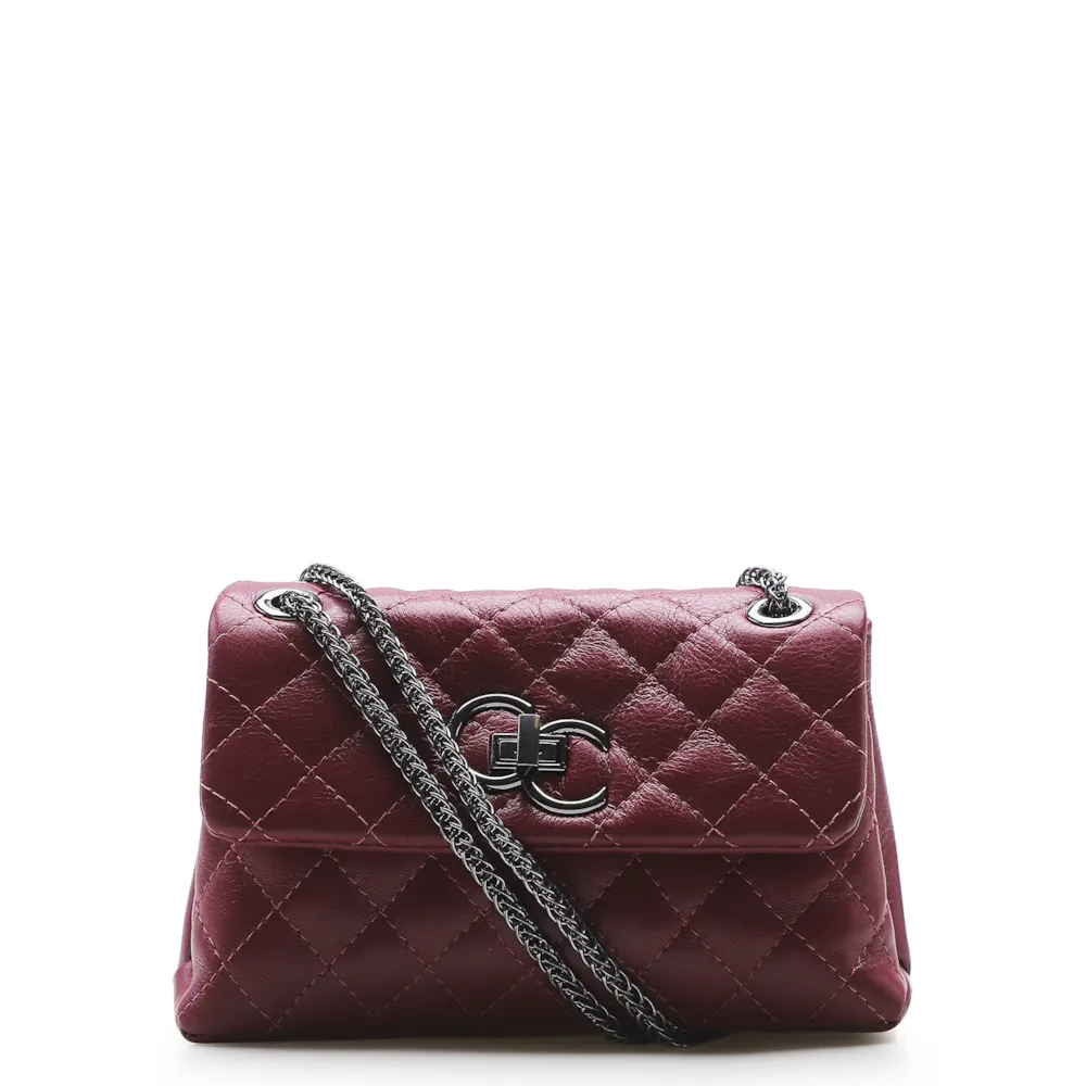 Bolsa Mini Matelassê Couro Vinho