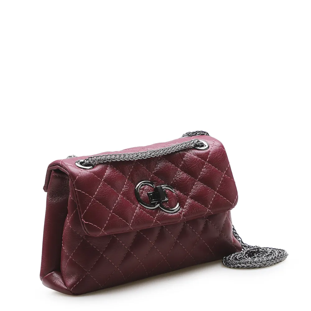 Bolsa Mini Matelassê Couro Vinho - imagem 2