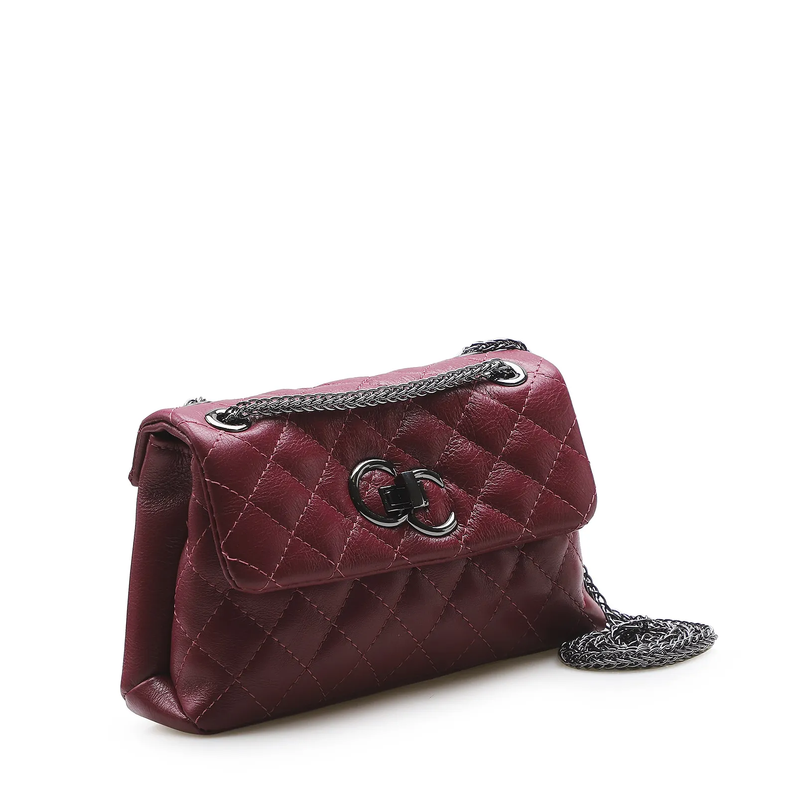 Bolsa Mini Matelassê Couro Vinho