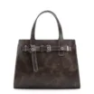 Bolsa Mini Tote Ilhós Couro Estonado Marrom - imagem 1