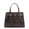Bolsa Mini Tote Ilhós Couro Estonado Marrom - imagem 1