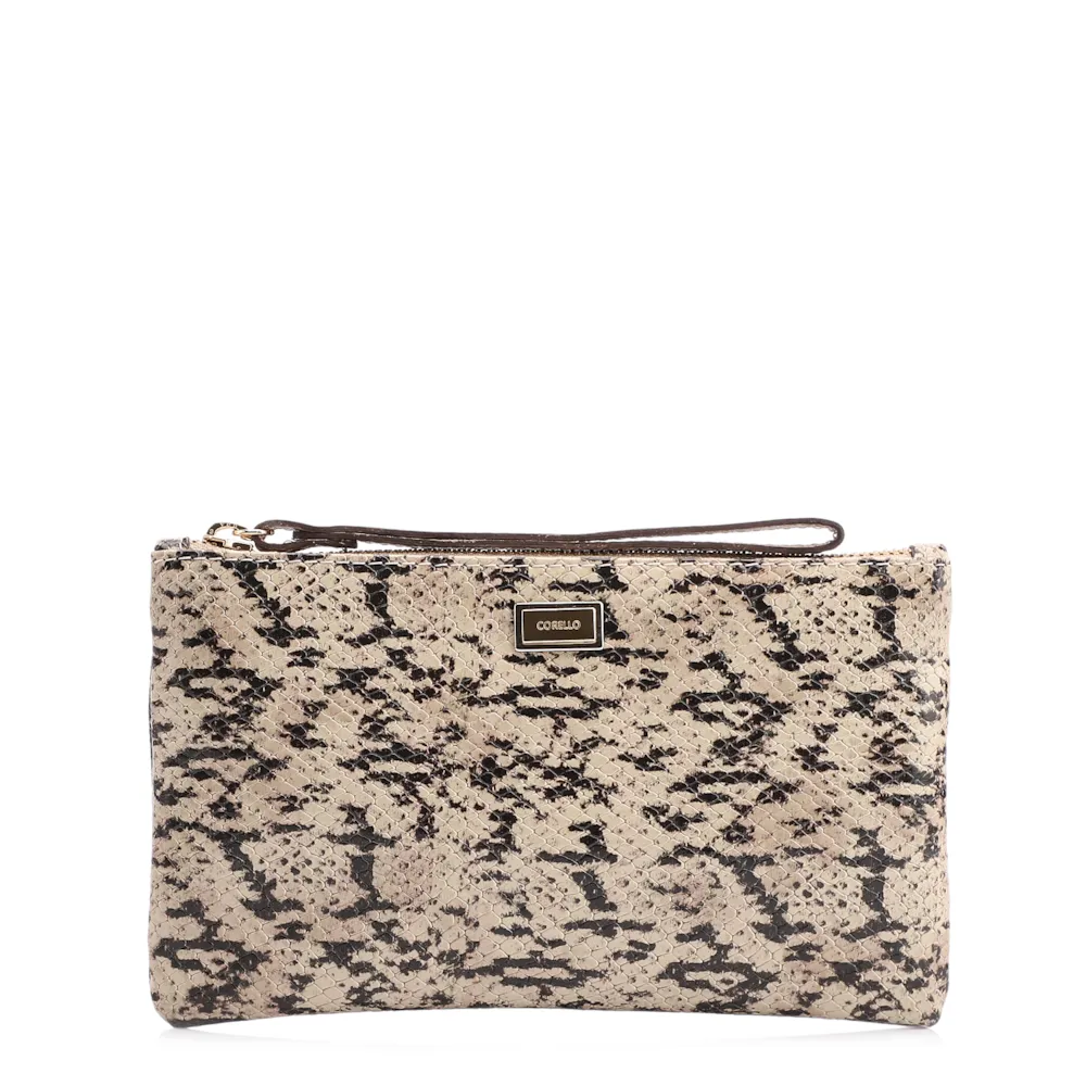 Bolsa Pequena Alt Python Bege/Preto/Couro Fendi
