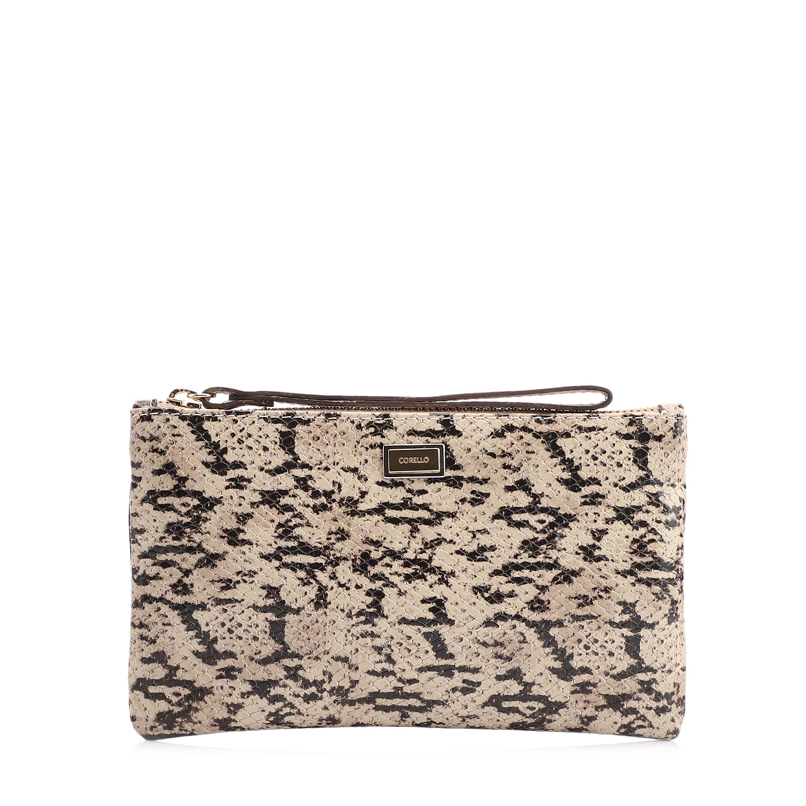 Bolsa Pequena Alt Python Bege/Preto/Couro Fendi