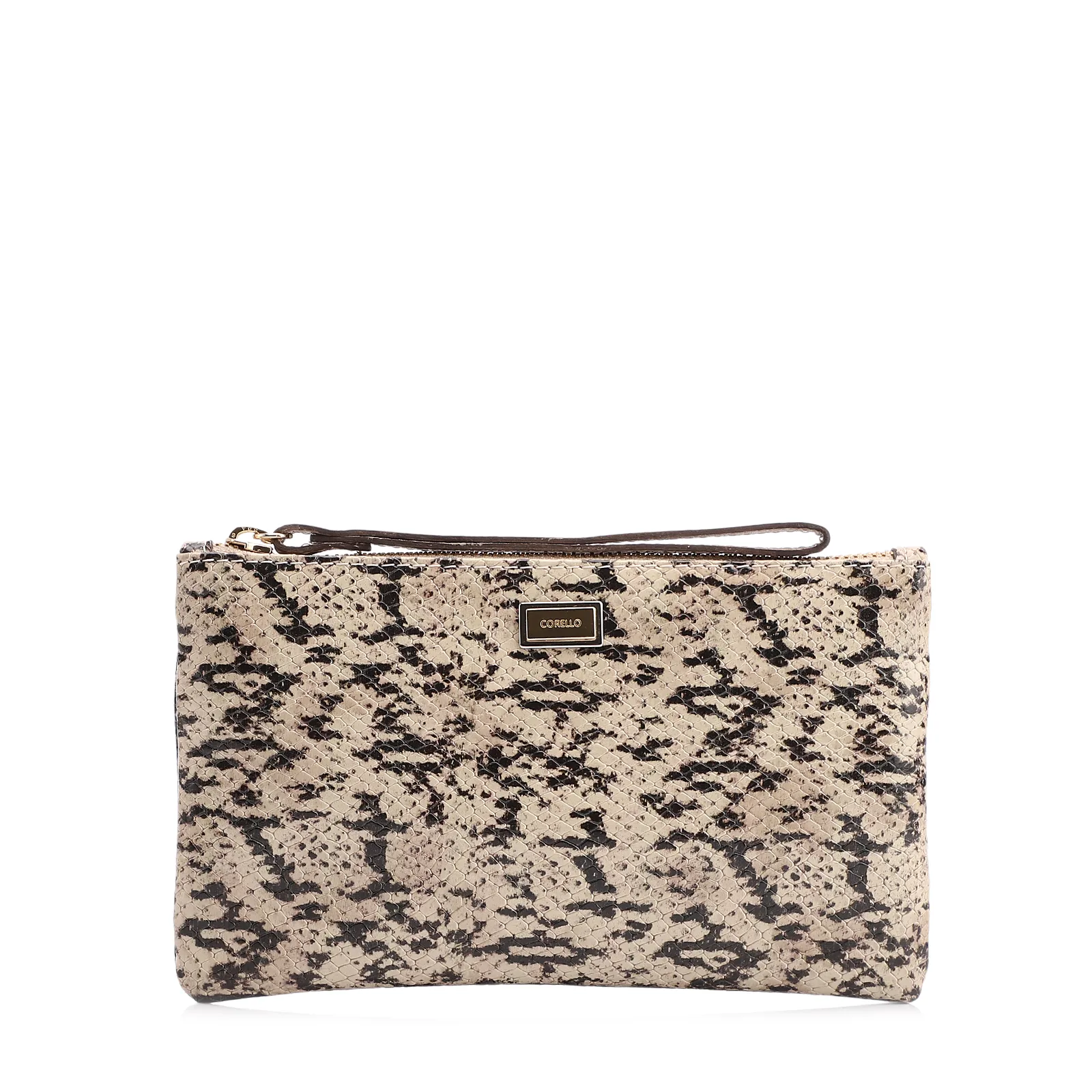 Bolsa Pequena Alt Python Bege/Preto/Couro Fendi