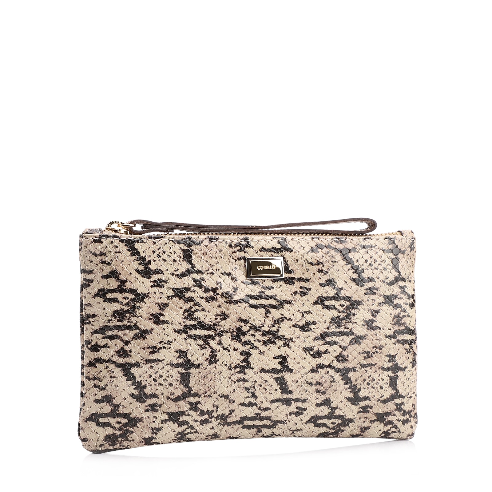 Bolsa Pequena Alt Python Bege/Preto/Couro Fendi