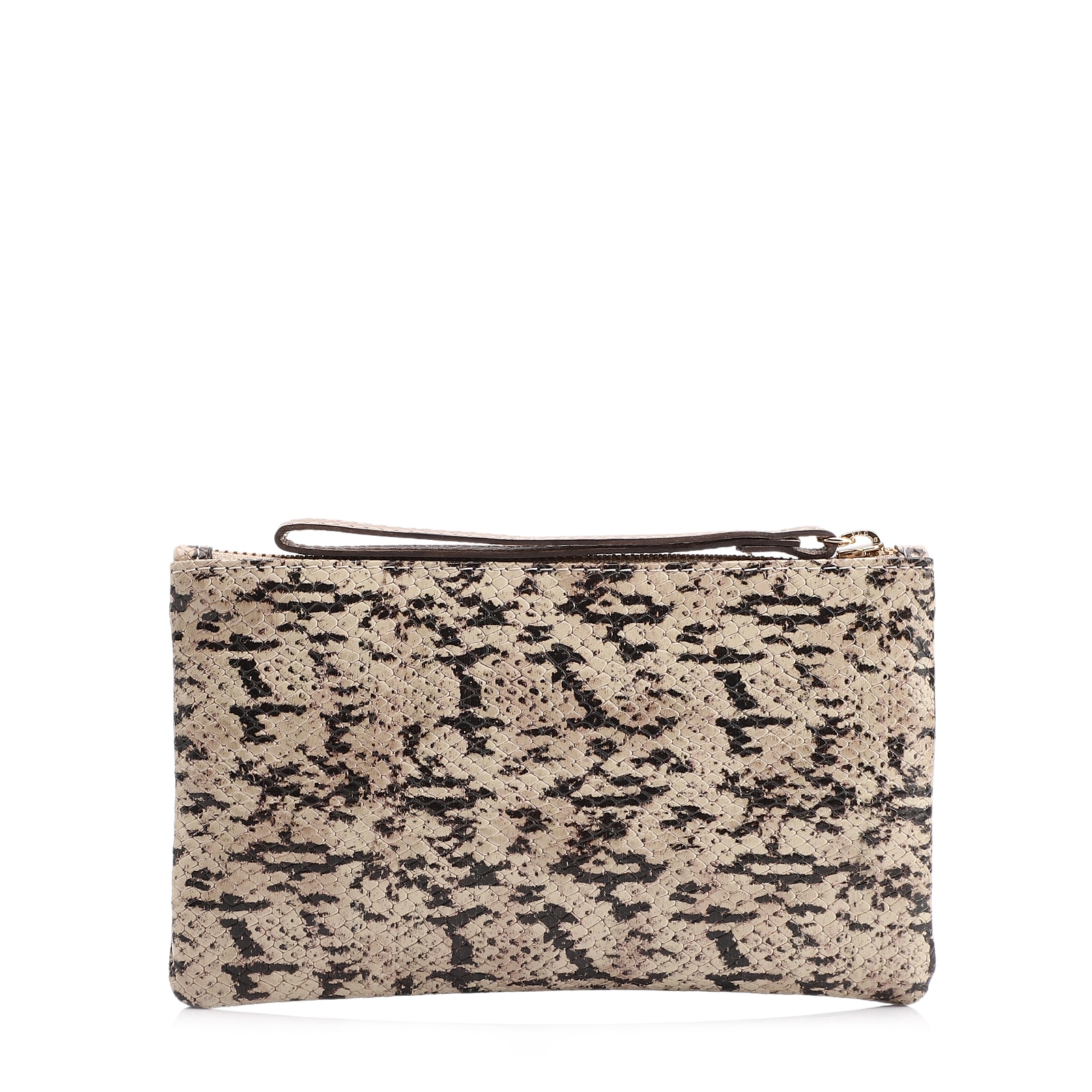 Bolsa Pequena Alt Python Bege/Preto/Couro Fendi