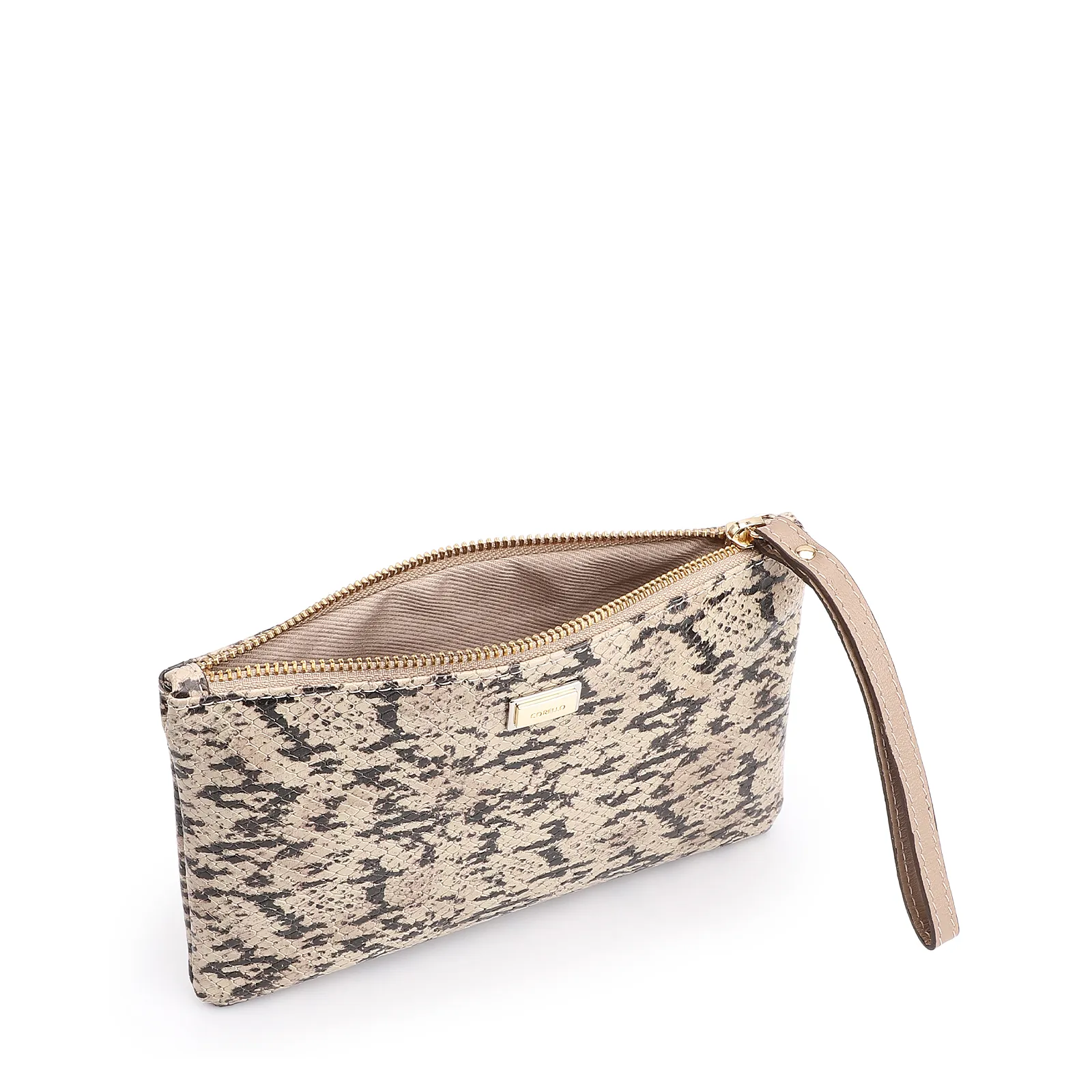 Bolsa Pequena Alt Python Bege/Preto/Couro Fendi