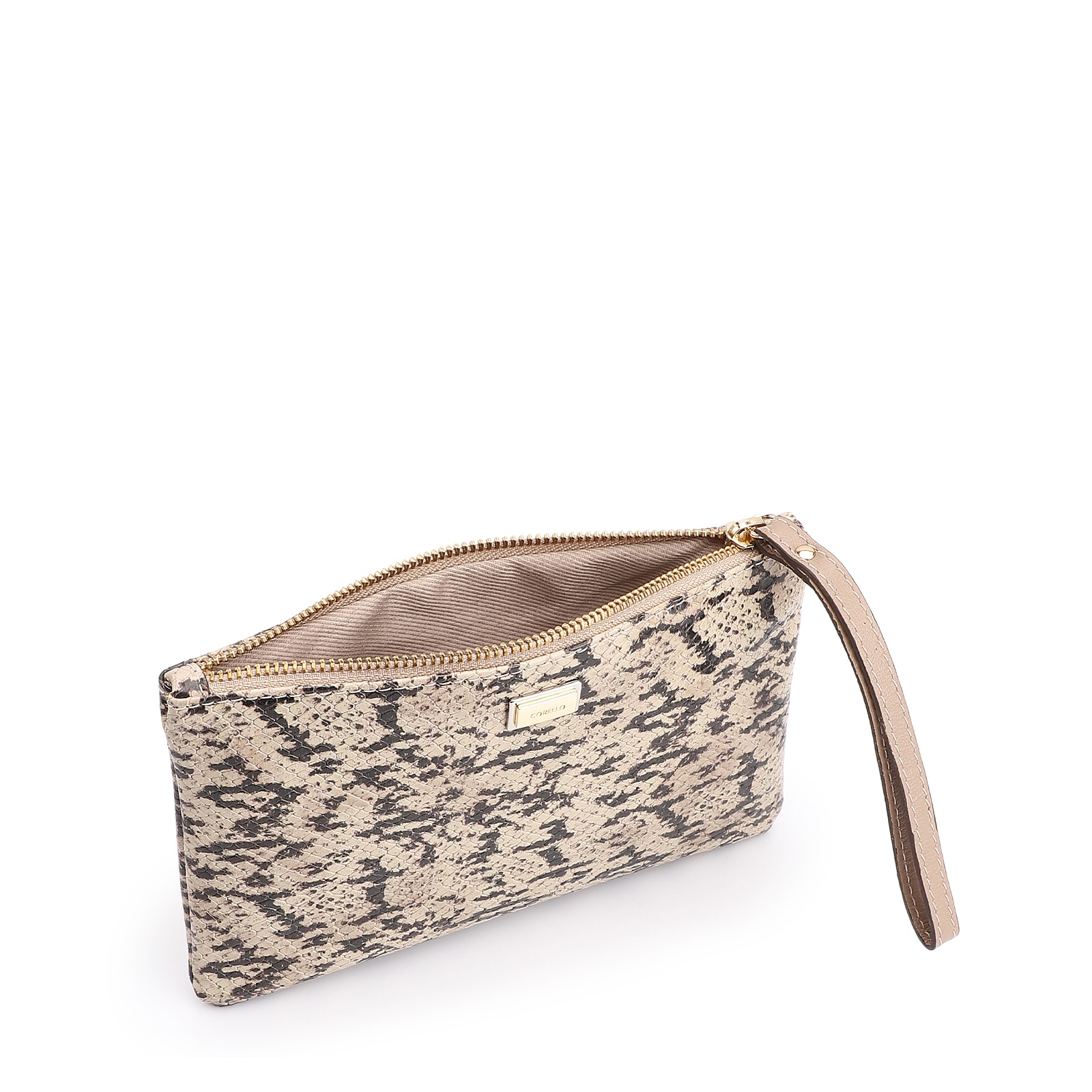 Bolsa Pequena Alt Python Bege/Preto/Couro Fendi