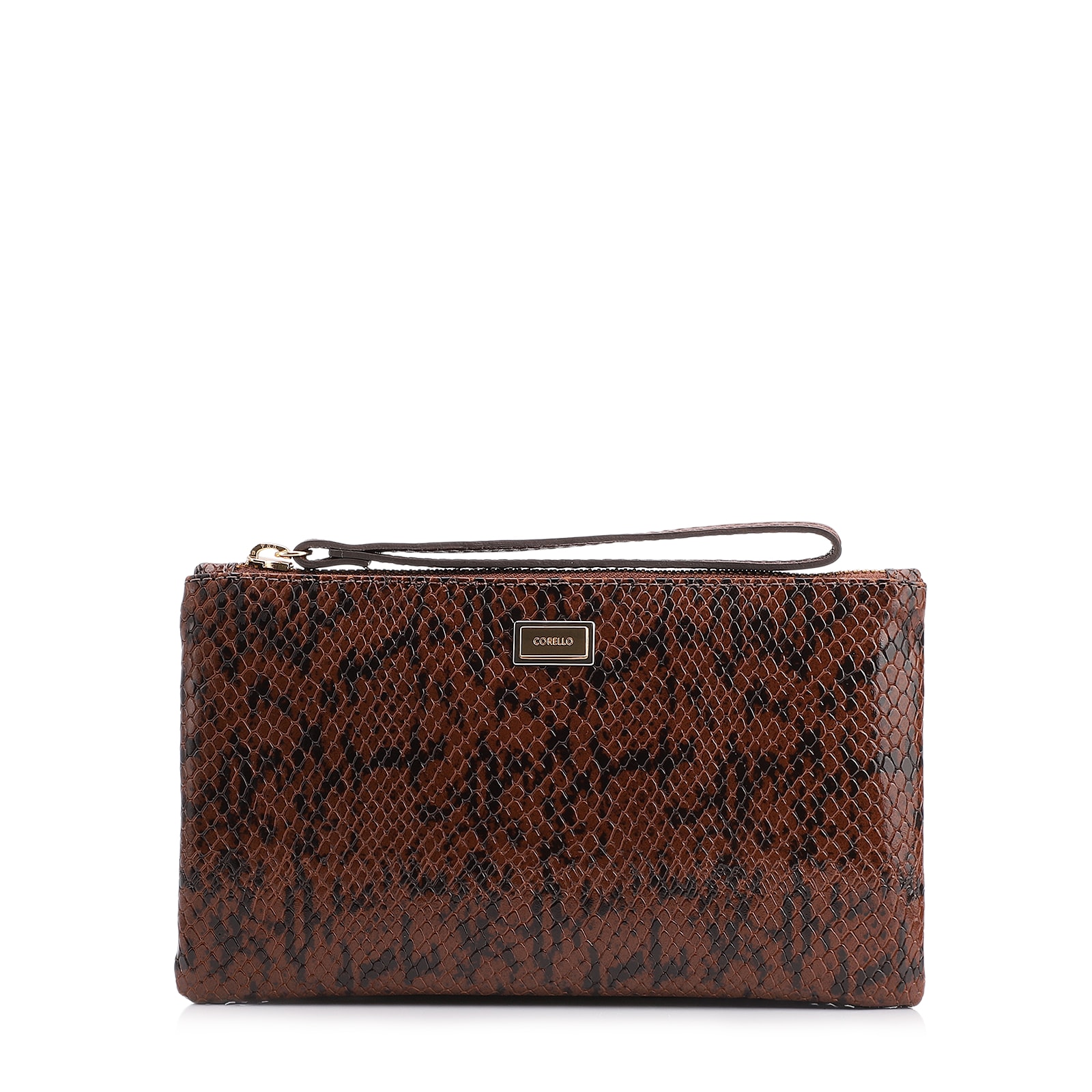 Bolsa Pequena Alt Python Marrom /Couro Marrom